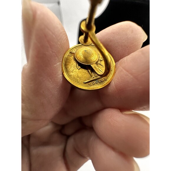 Vintage French Emperor Napoleon Bonaparte Coin Gold Tone Earrings Screw Back BR - Picture 6 of 11